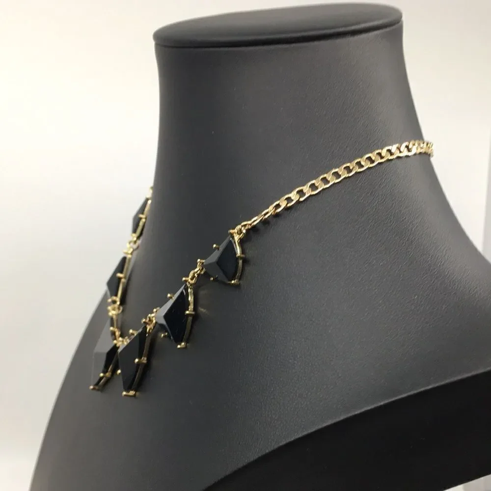 NWT Amrita Singh Bermuda statement necklace. Black and Gold Tone